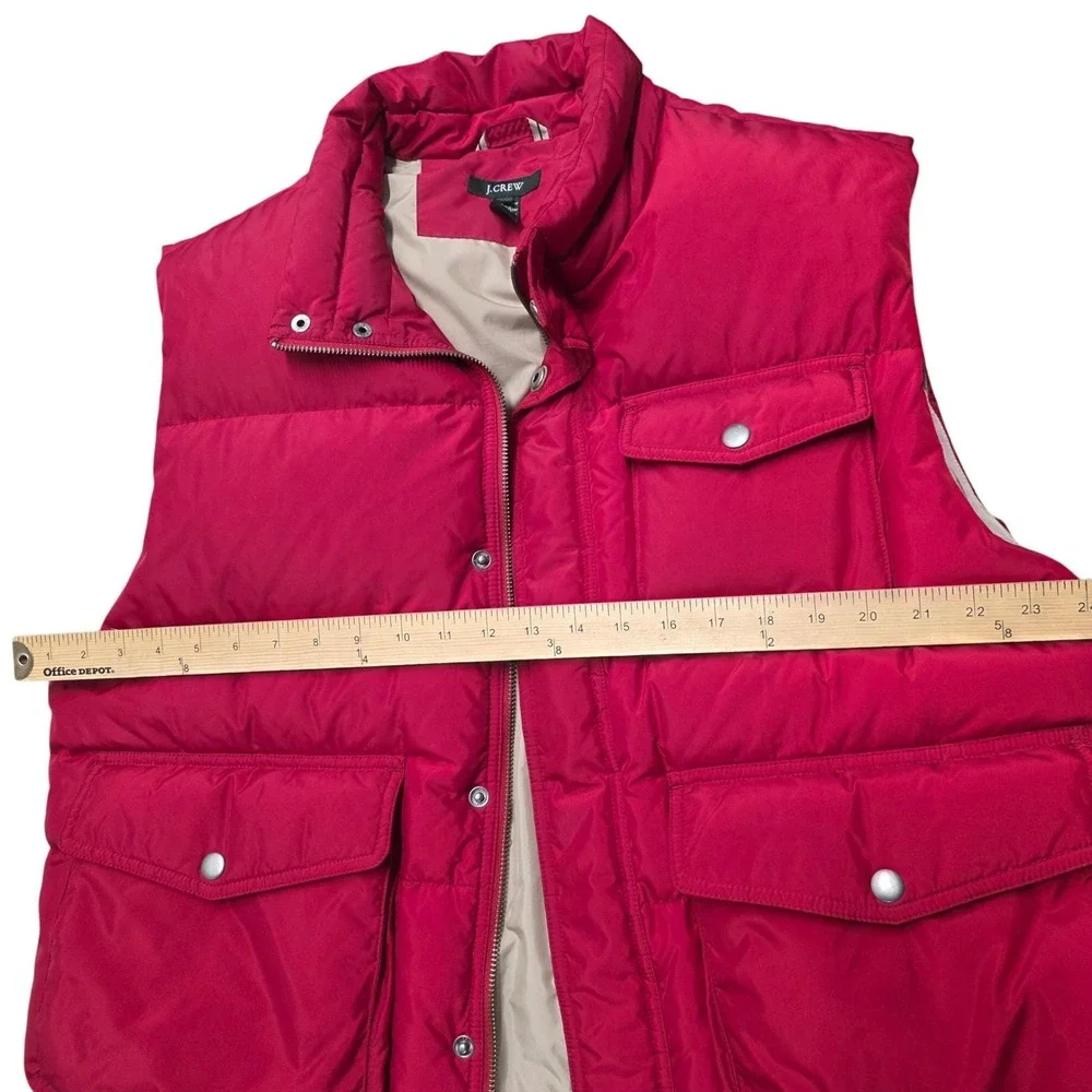 Vtg J Crew Red Down Puffer Vest‎ Mens XL Quilted Pockets Zip Front Insulated